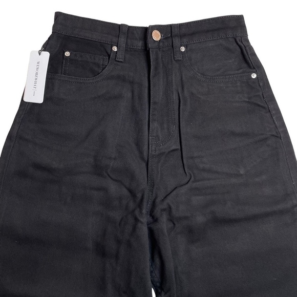 WeWoreWhat Denim Dani Boyfriend Solid Rigid Denim Black Size 24 New - Picture 5 of 9